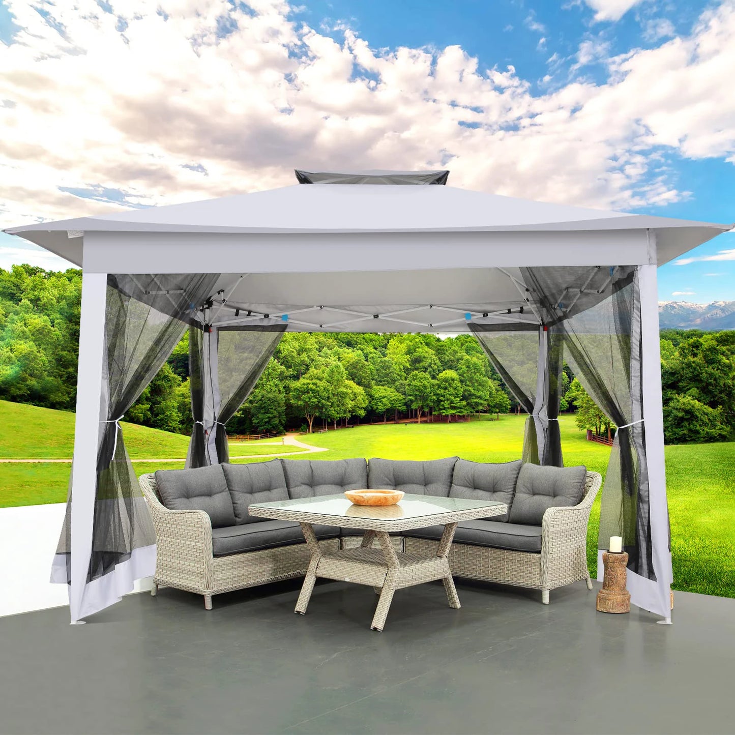 12x12 Pop up Gazebo on Clearance with Mosquito Netting, Outdoor Canopy Tent with Portable Bag,Patio Gazebo for Garden,Party,Camp