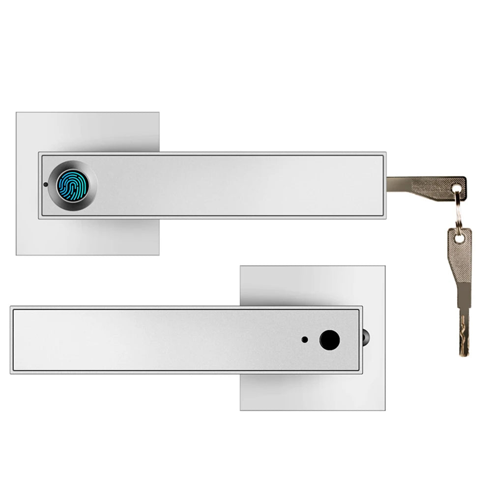 Fingerprint Door Lock Handle USB Rechargeable Anti Theft Smart Electric Biometric Keyless Security Entry with 2 Keys for Home