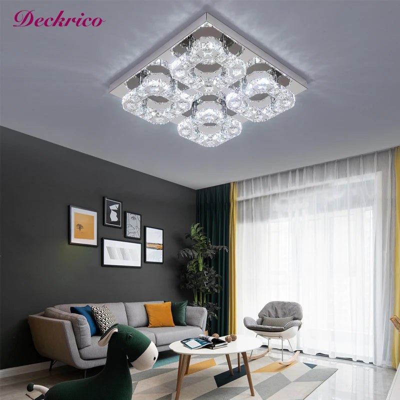 Modern K9 Crystal Ceiling Lamp Decorative Bedroom Led Chandelier Corridor Pendant Lights Indoor Lighting Fixture Living Room