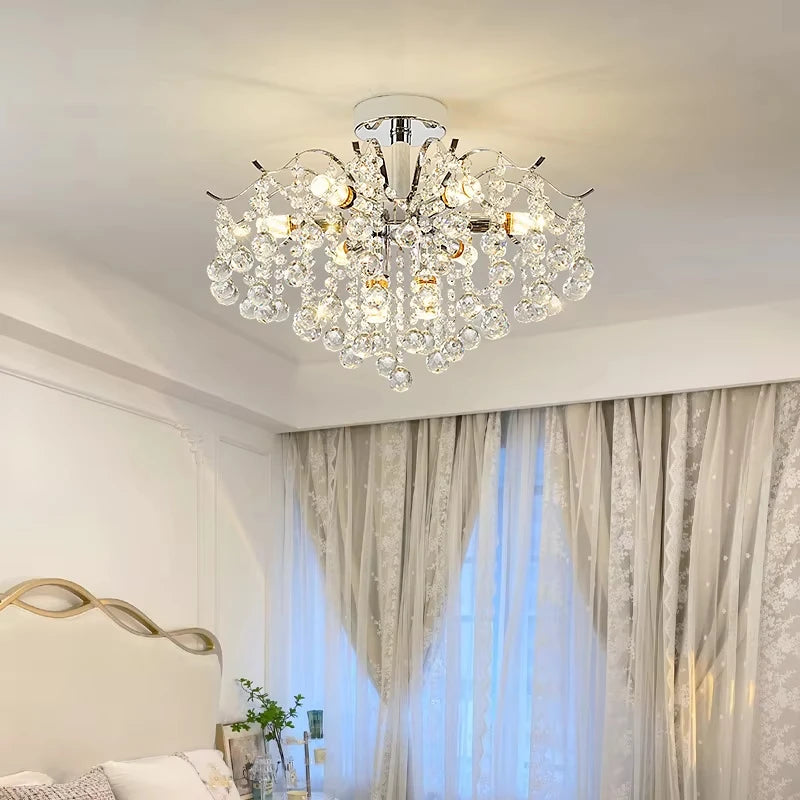 Modern Luxury Crystal Chandelier For Living Dining Room Bedroom Decoration Silver led ceiling lamp Indoor Lighting Fixtures