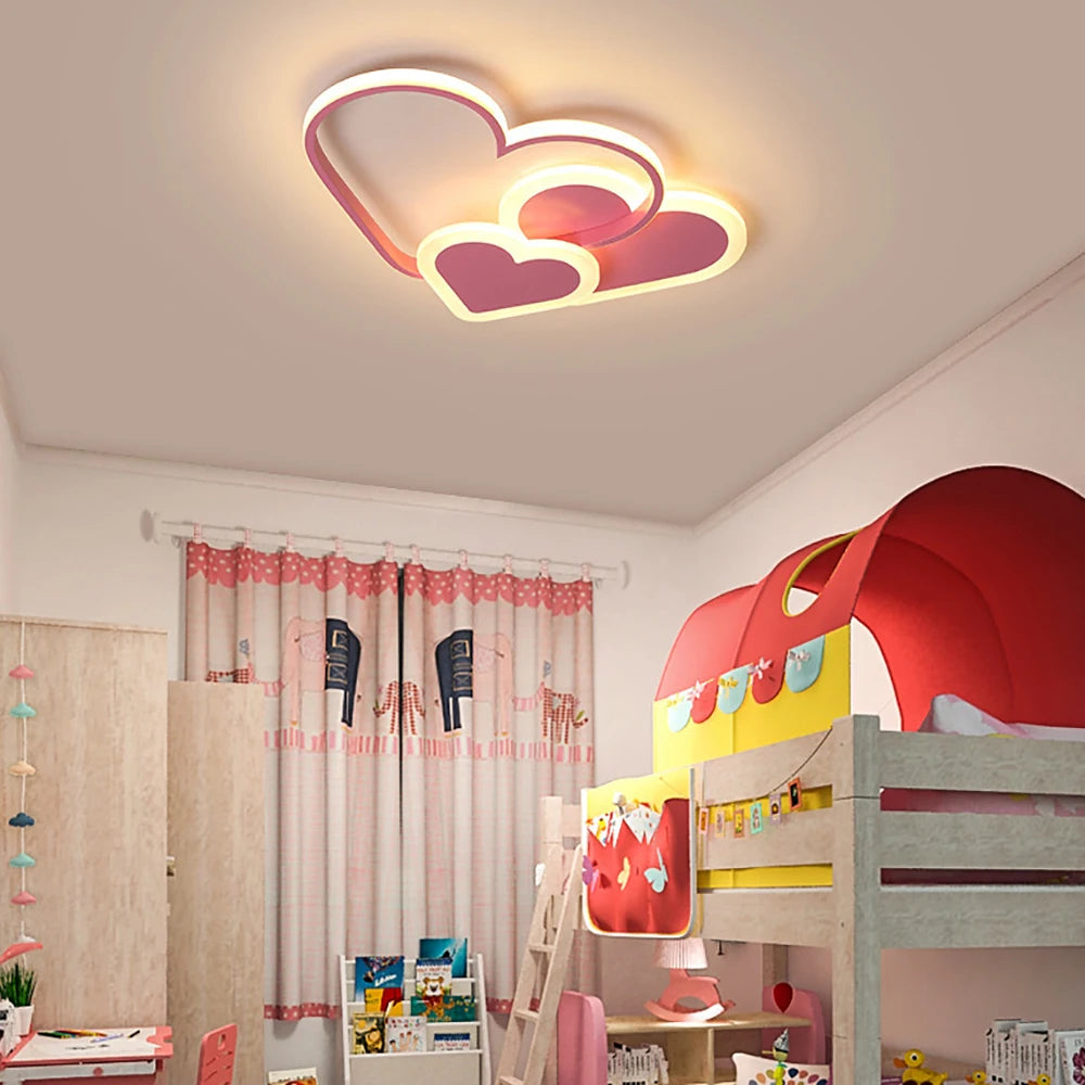 Bymaocar Modern Ceiling Light Heart Dimmable LED Chandelier Pendant Lamp Indoor Lighting for Kids Bedroom Cool White/ Warm White