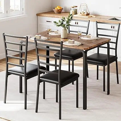 5-piece Kitchen Dining Table and Chair Set, Suitable for Small Spaces, 4-piece Indoor Modern Dining Table Set