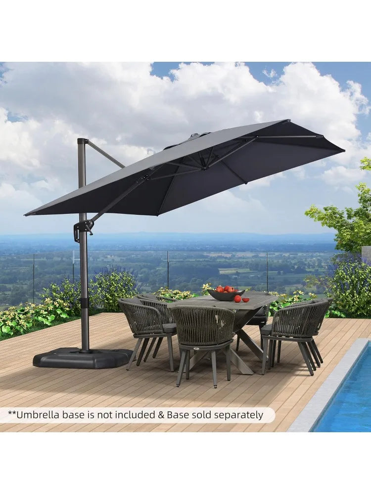LEAF 9' X 11.5' Patio Umbrella Outdoor Cantilever Rectangle Umbrella Aluminum Offset Umbrella with 360-degree Rotation fo