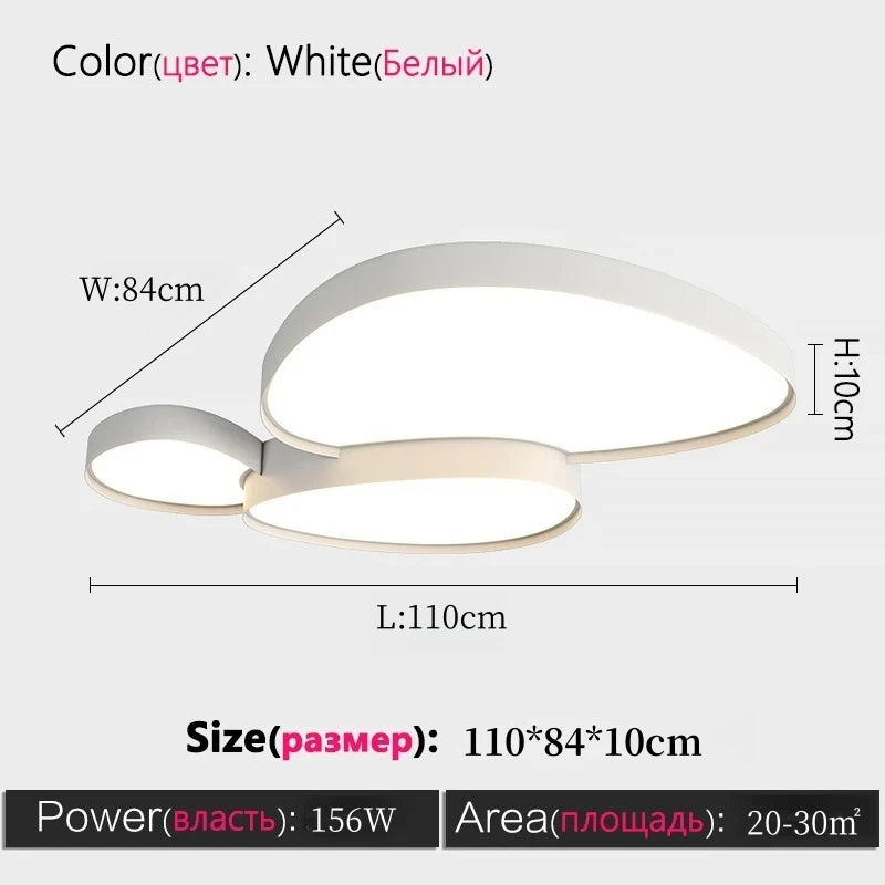 Living Room Lamp Ceiling Lights Bedroom Dining Room Simple Nordic Modern Black White LED Chandelier Home Decor Lusters Fixture