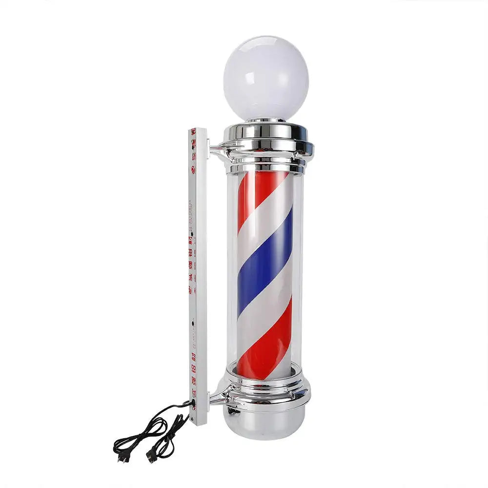 32'' Outdoor Barber Pole Rotating Light Salon Sign Illuminated Red White Blue LED Classic Hair Shop Open Sign Rotating Strips