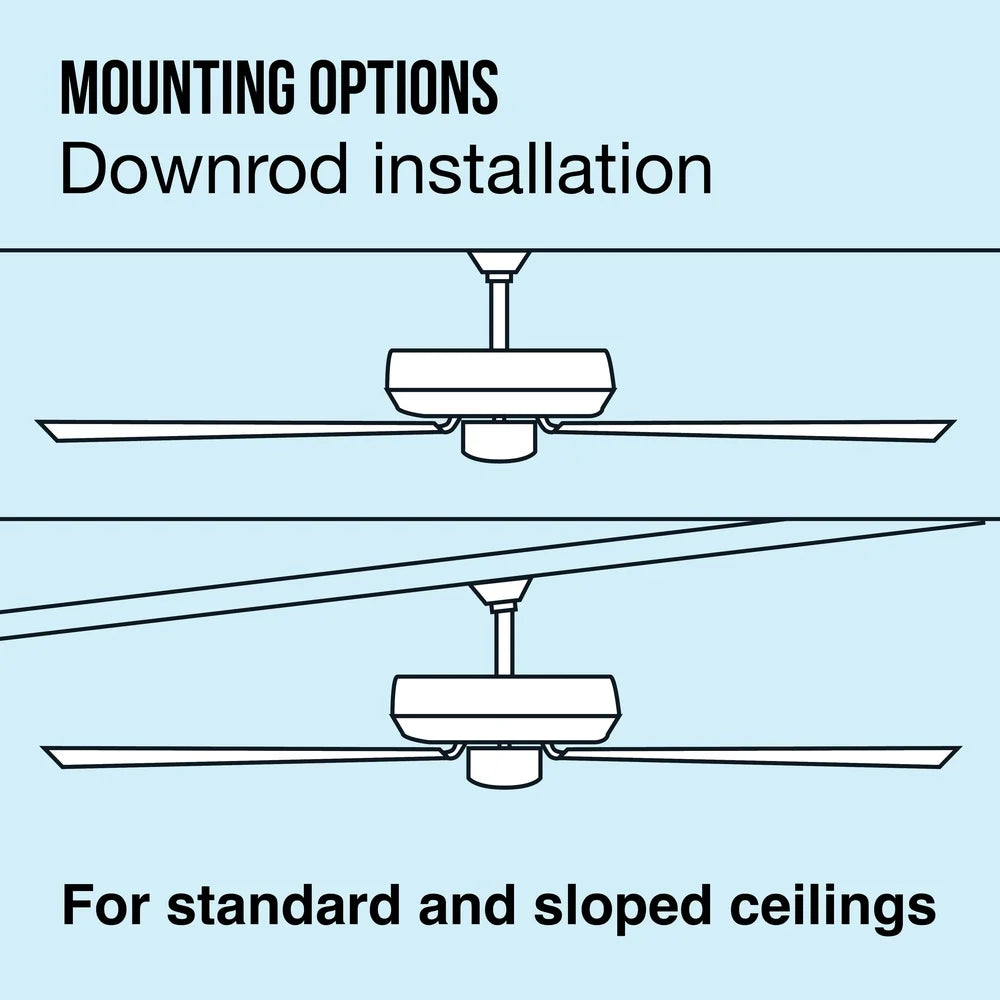 52 Inch Ceiling Fan with Light Kit 5 Reversible Blades Quiet Motor Indoor Use Multi Mount Options Bedrooms Living Rooms