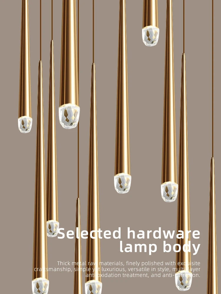 Light Sitting Room Villa Staircase Chandelier Chandelier Luxury Crystal High Ceiling Chandelier Pendants For Stair Case.