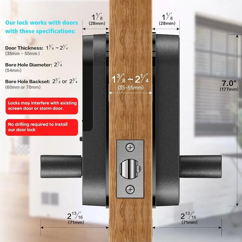 Keyless-Entry Fingerprint Smart Door Lock: Sifely Digital Electronic Lock with Code Passcode, Electric Door Knob, Biometric Lock