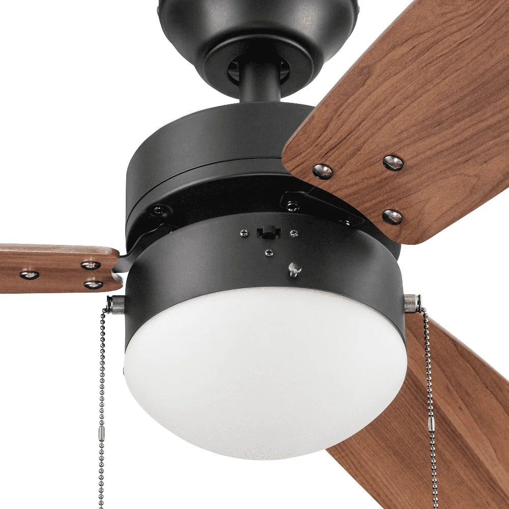 30 Inch Modern Ceiling Fan with Light Indoor Pull Chain Quiet Reversible Airflow Energy Saving Dimmable LED Frosted Globe Light