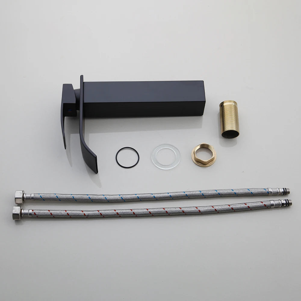 YANKSMART Bathroom Vessel Oval Sink Set Contemporary Tempered Glass Basin Black Faucet Chrome Pop-up Drain Combo Washbasin Kit