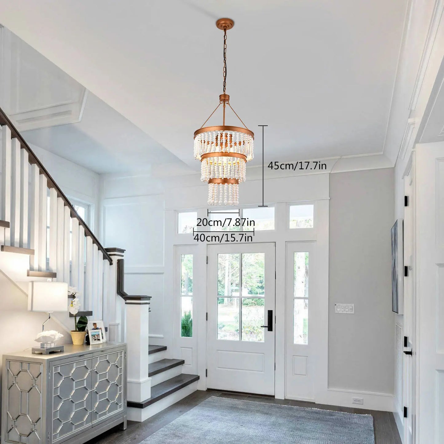 Wood Bead Chandelier Bohemia Style Kitchen Island Lighting for Entryway Bedroom Home Fixture