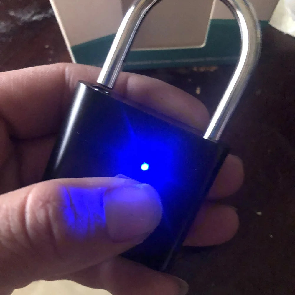 Electronic Semiconductor Fingerprint Lock Smart Door Lock Rechargeable Security Padlock for Dormitory Home