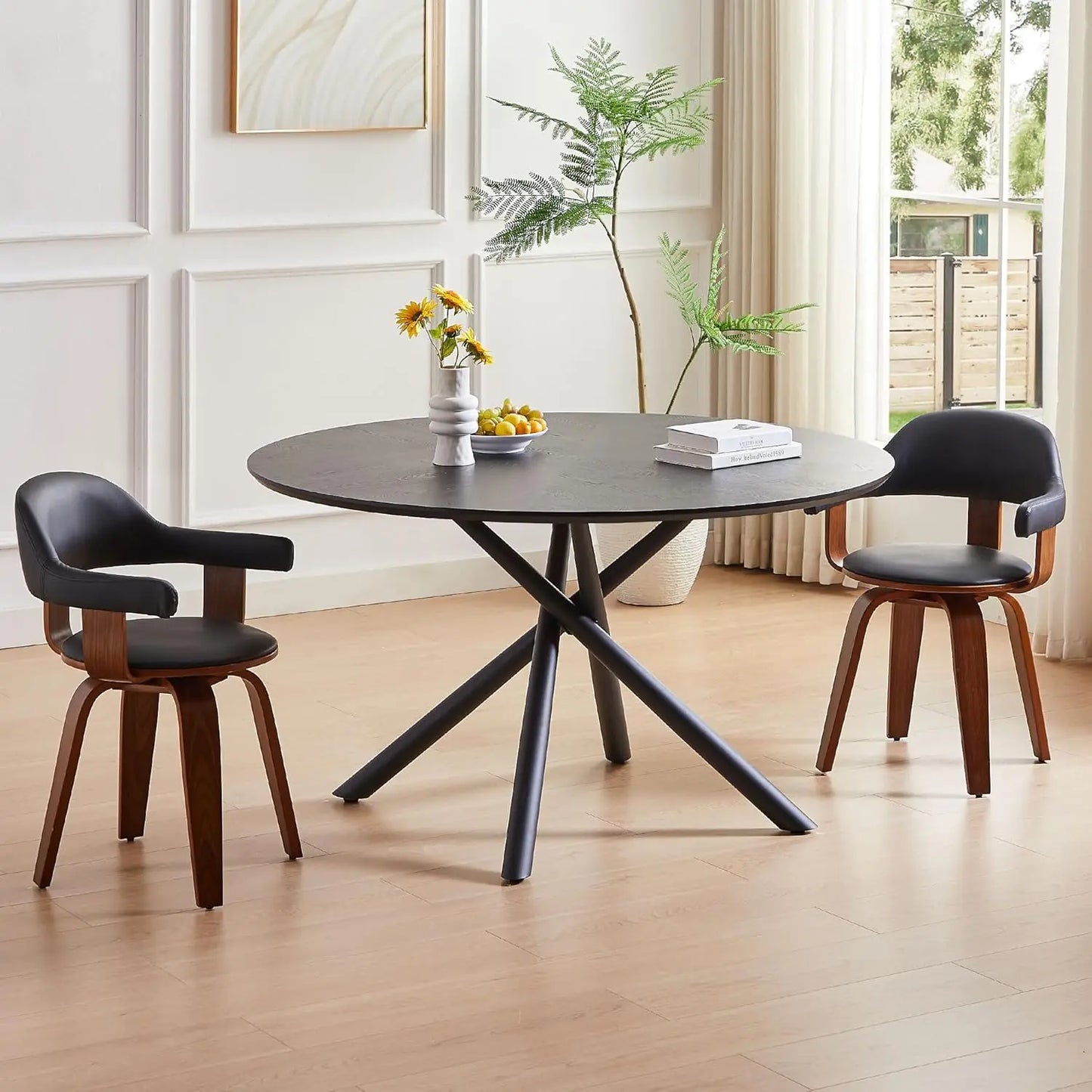 47.25" Round Dining Table, Farmhouse Kitchen Table for 4-6 People Dining Room Table Cofee Table for Kitchen