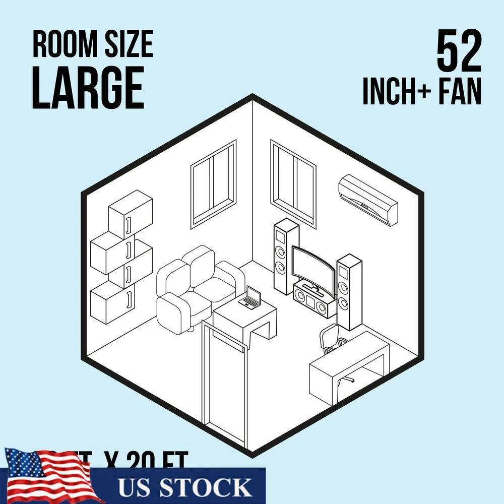 52 Inch Ceiling Fan with Light Kit 5 Reversible Blades Quiet Motor Indoor Use Multi-Position Hanging Options Perfect Bedrooms
