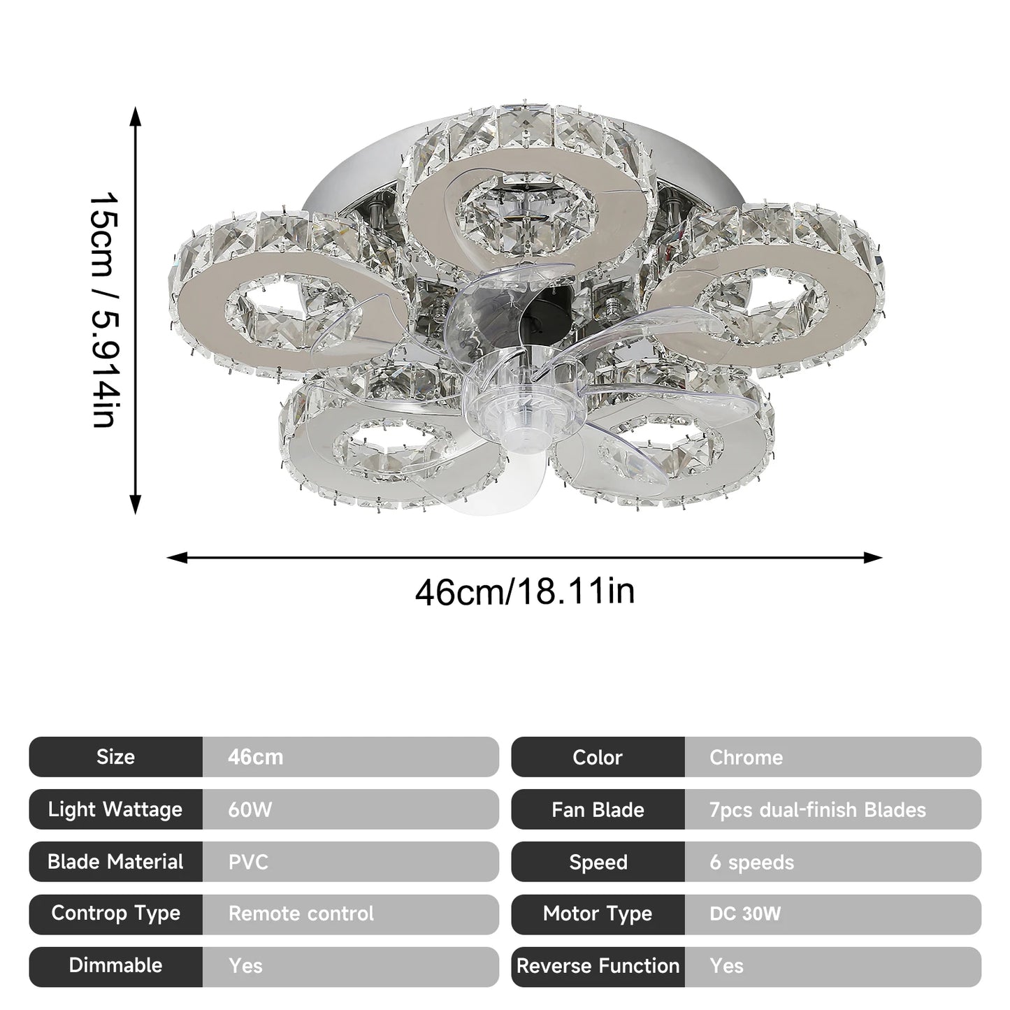 Luxury Crystal Ceiling Fan Led Lamp Smart APP RC Modern Fan Light Chandelier Home Decor Chandelier Living Dining Room Fixture