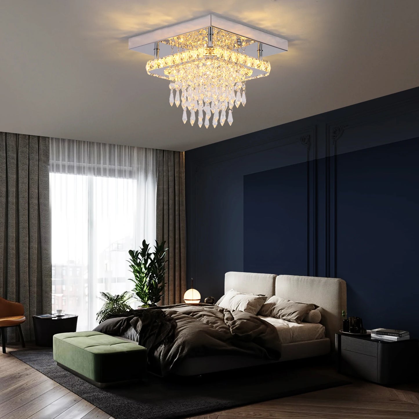 K9 LED Crystal Ceiling Light Living Bedroom Modern Led Stainless Steel Pendant Light Lustres Home Decoration Luxury Ceiling Lamp