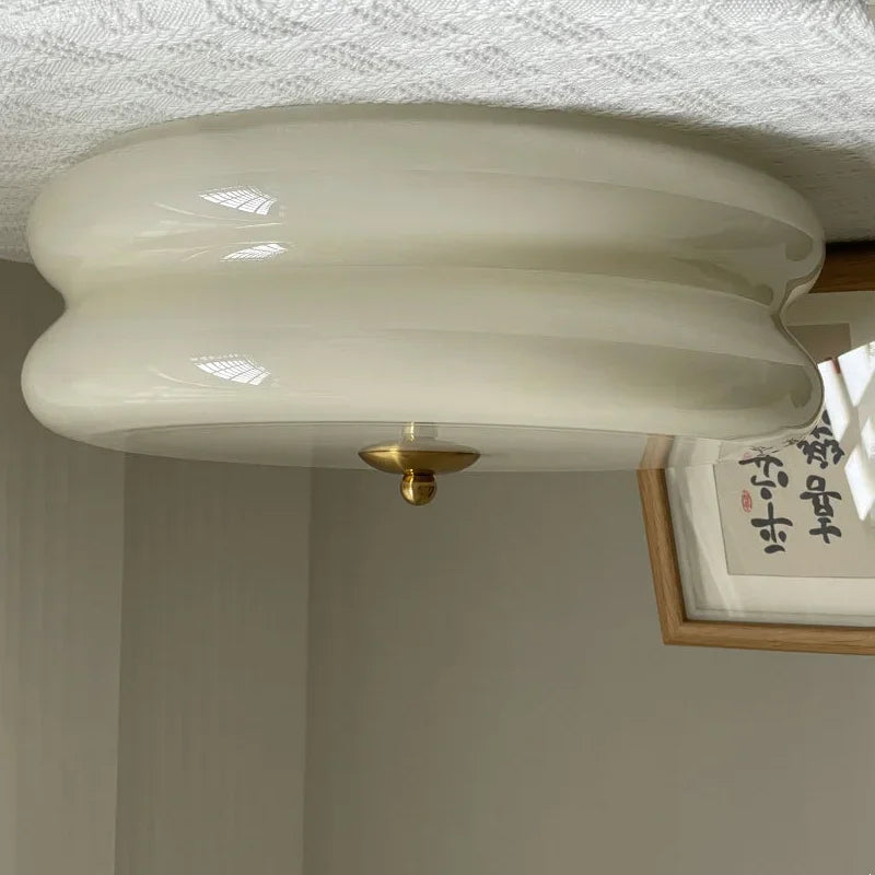 Nordic Medieval Cream Style Ceiling Lights Living Room Minimalist Artistic Creativity Corridor Bedroom Glass Ceiling Lamp