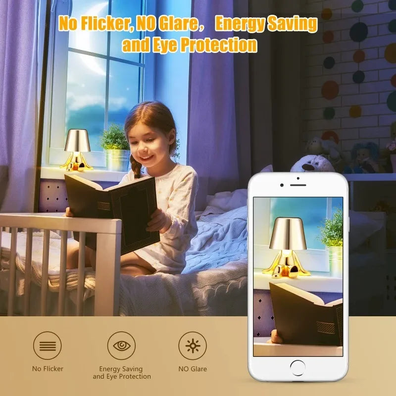 Bedside Touch Control Table Lamp, Thinker Golden Man Statue LED Table Lamp, USB Rechargeable, 3-Speed Dimmer, Home Living Room