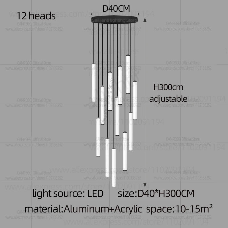 Modern Ceiling Chandelier LED Living Room Spiral Staircase Lighting Kitchen Bedroom Home Decoration Chandelier Lighting Fixtures