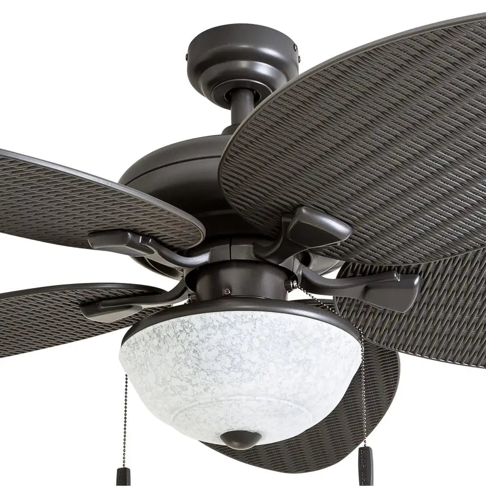 52 Inch Tropical Outdoor Ceiling Fan with Lights Reversible Blades Quiet Motor Pull Chains Porch Patio Gazebo Bronze Finish
