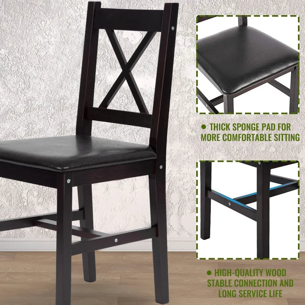 Dining Kitchen Table Dining Set Wood 3 Piece Upholstered Grid Dining Room Table and Chairs for 2