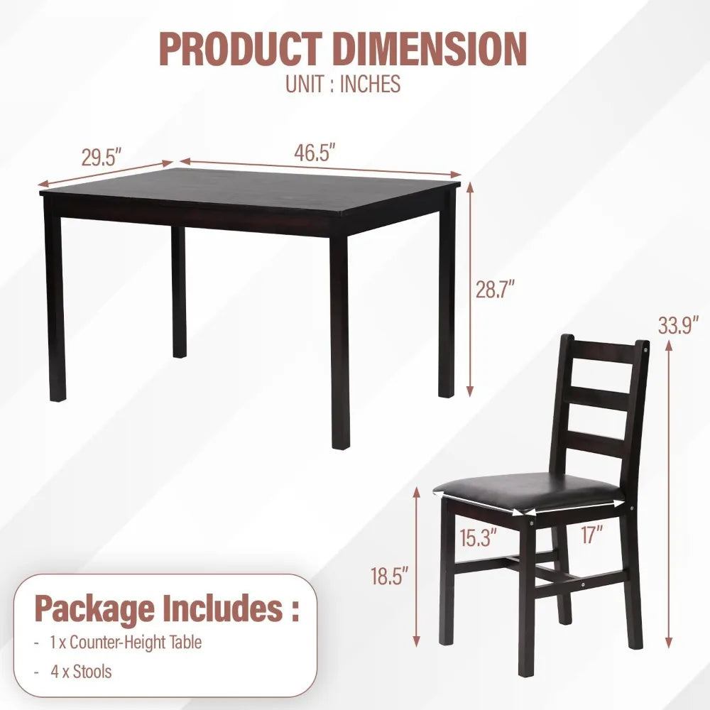 5 Pieces Kitchen Dining Room Set Dining Kitchen Table and Chairs Mid Century Style Wood Dinette Table Set for Home Family Dining