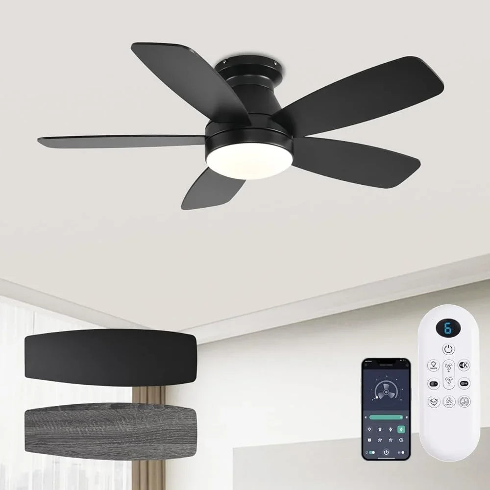 Low Profile Ceiling Fan with Lights Remote Control Dimmable Flush Mount Reversible Quiet 30dB Energy Efficient 6 Speed 3CCT