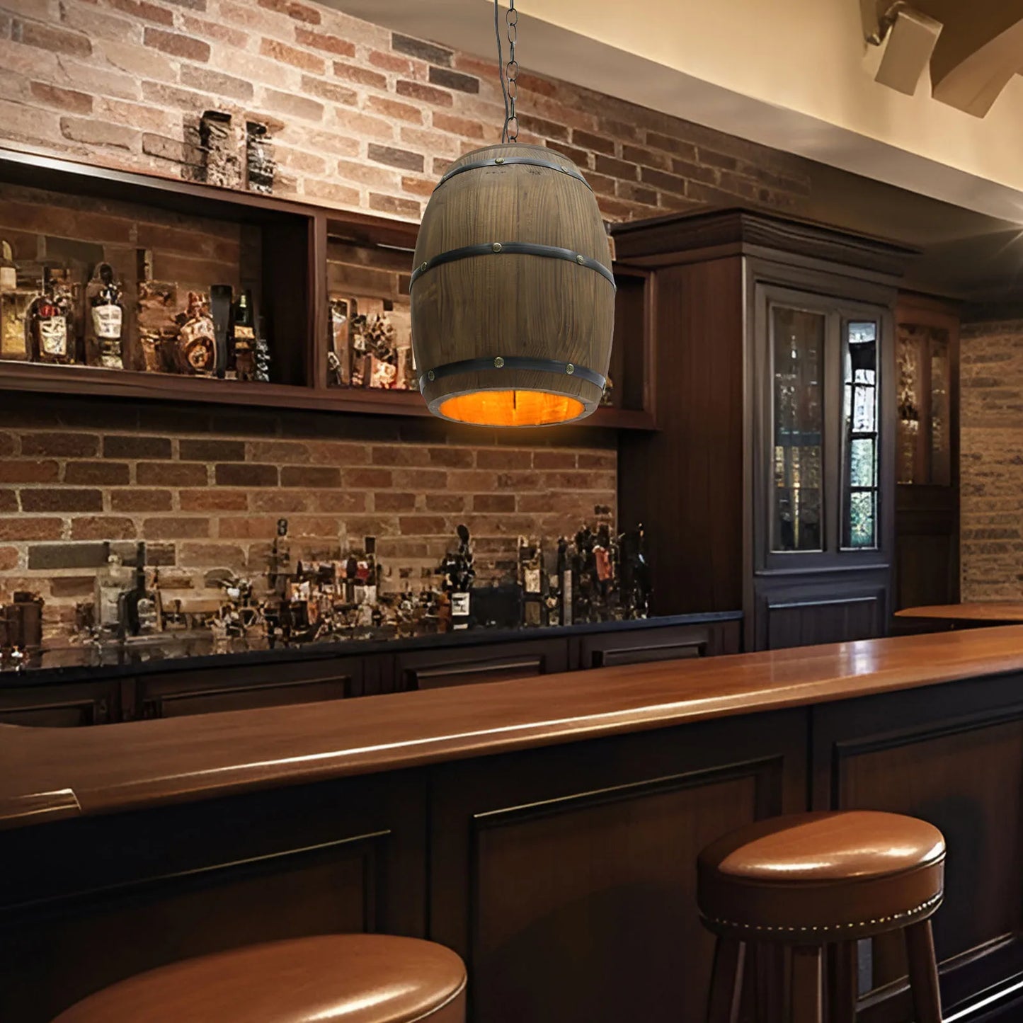 Retro Lamp Fixtures bar Cafe E27 Wood Wine Barrel Hanging Ceiling Lamp For Bedrooms Study Living Room Cafes and Bars