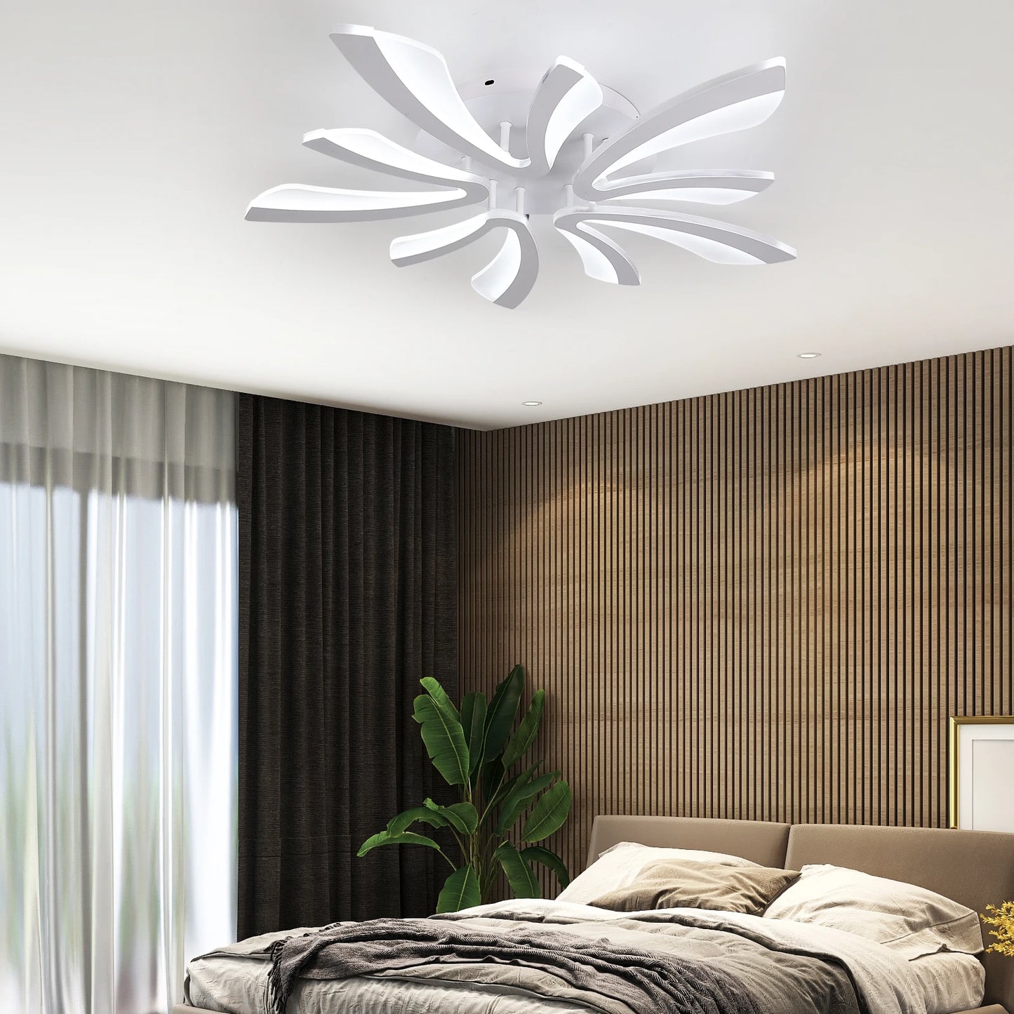 Modern Ceiling Lamp White Led Acrylic Pendant Light Living Dining Room Bedroom Lustre Chandelier Home Decor Fixtures Dimming RC