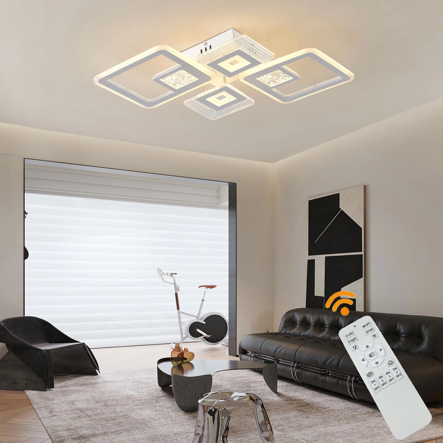 LED Acrylic Ceiling Lamp Flush Mount Pendant Light Bedroom Modern Living Room Chandelier Dimmable White