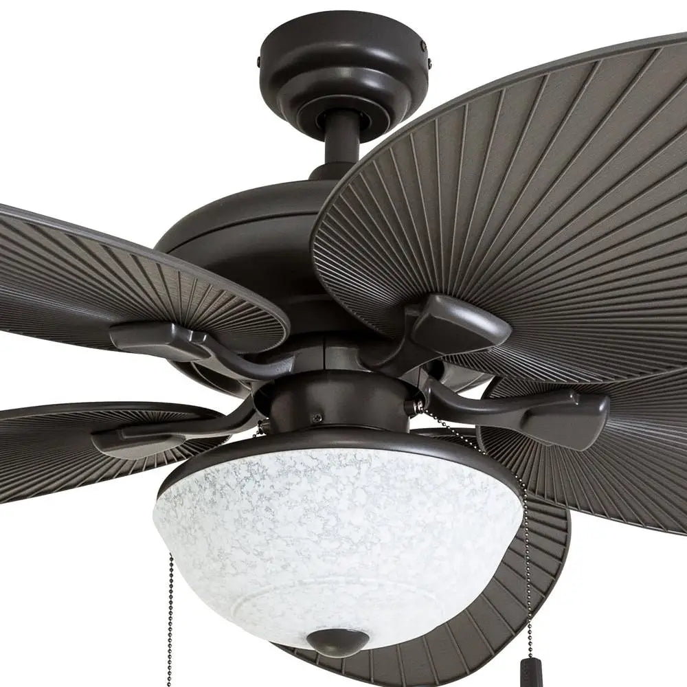 52 Inch Tropical Outdoor Ceiling Fan with Lights Reversible Blades Quiet Motor Pull Chains Porch Patio Gazebo Bronze Finish