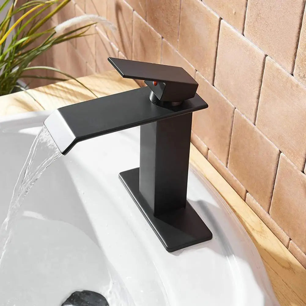 304 Stainless Steel Waterfall Wash Basin Stainless Steel High And Low Faucet Black Hot And Cold Toilet Wash Basin Bathroom Home