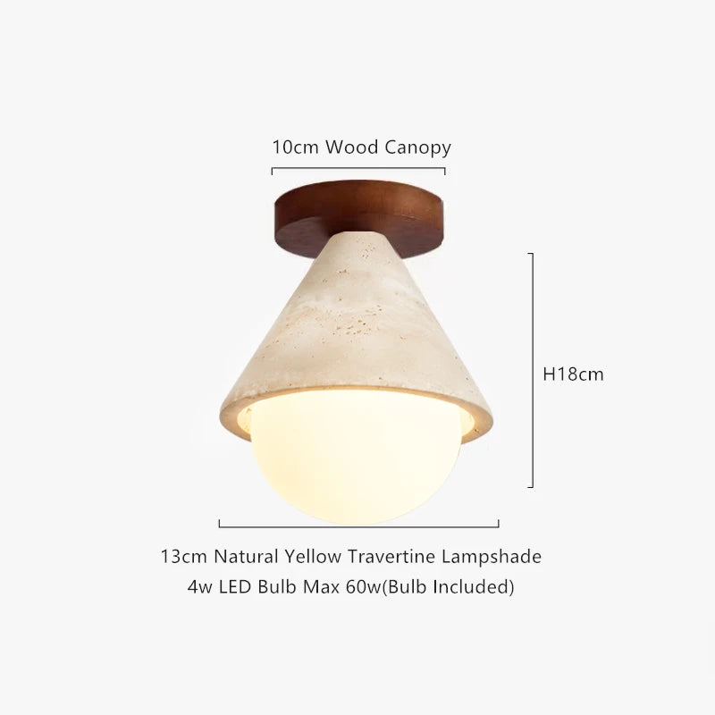 IWHD Nordic Modern Ceiling Lamp Wood Yellow Travertine LED Ceiling Light For Home Decoration Aisle Stair Bar Lámparas Para Techo