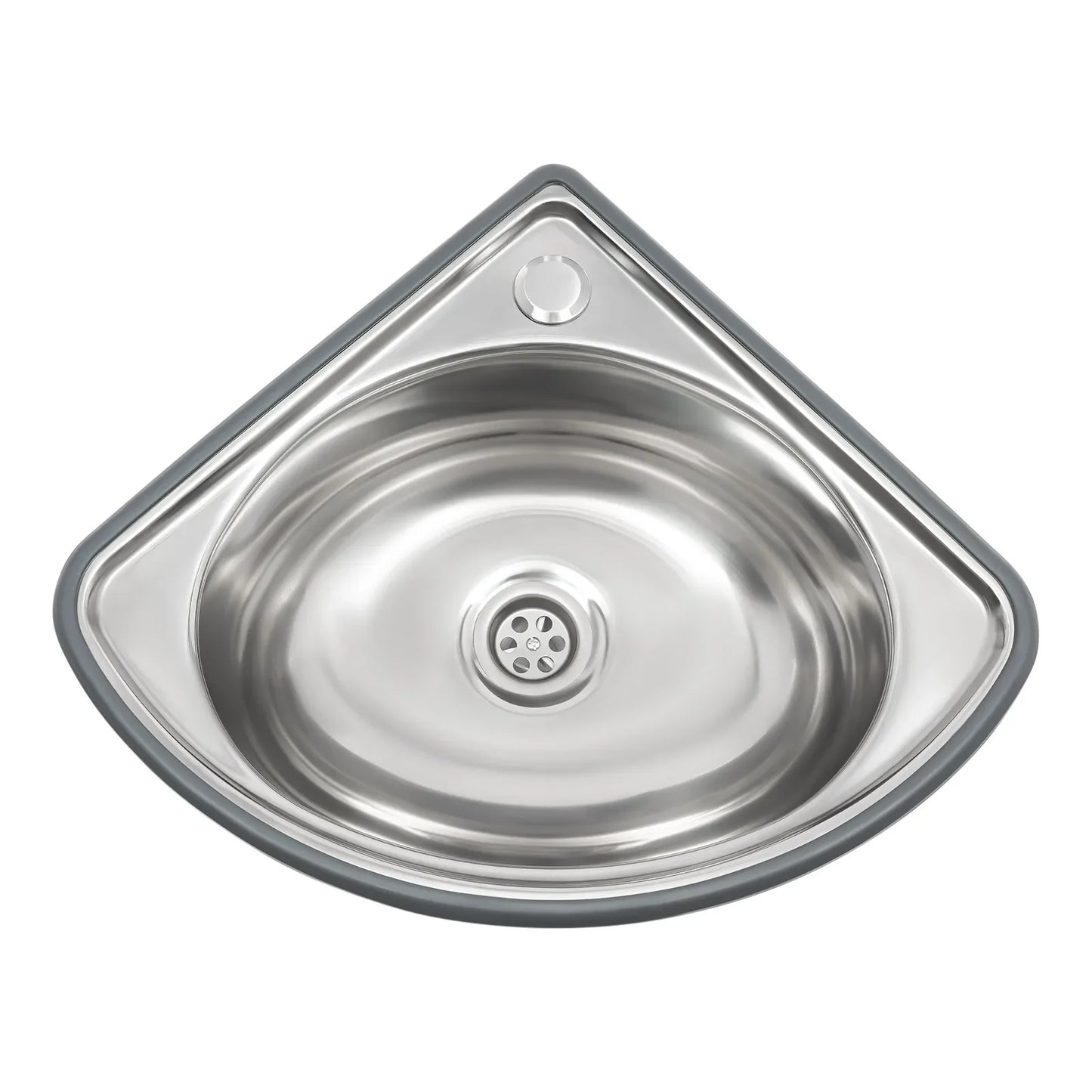 Triangular Stainless Steel Vessel Sink | 17.32×14.57in Space-Saving Basin with 25kg Load-Bearing & Dual Mounting (Silver)