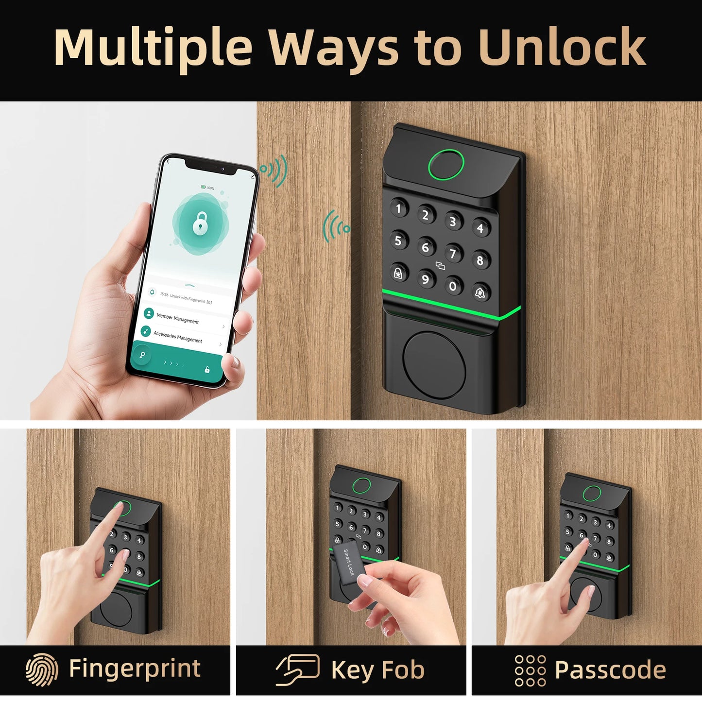 Viladepot Smart Lock Fingerprint Door Lock App Control Passcode Unlock Electronic Touchscreen Keypad Smart Door Handel