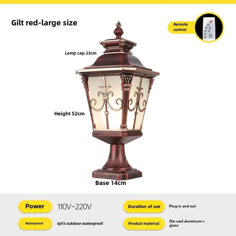 Vintage Pillar Lamp Outdoor Garden Light Led Bollard Luminaire Yard Patio Street Lights Waterproof Black Bronze 110V 220V