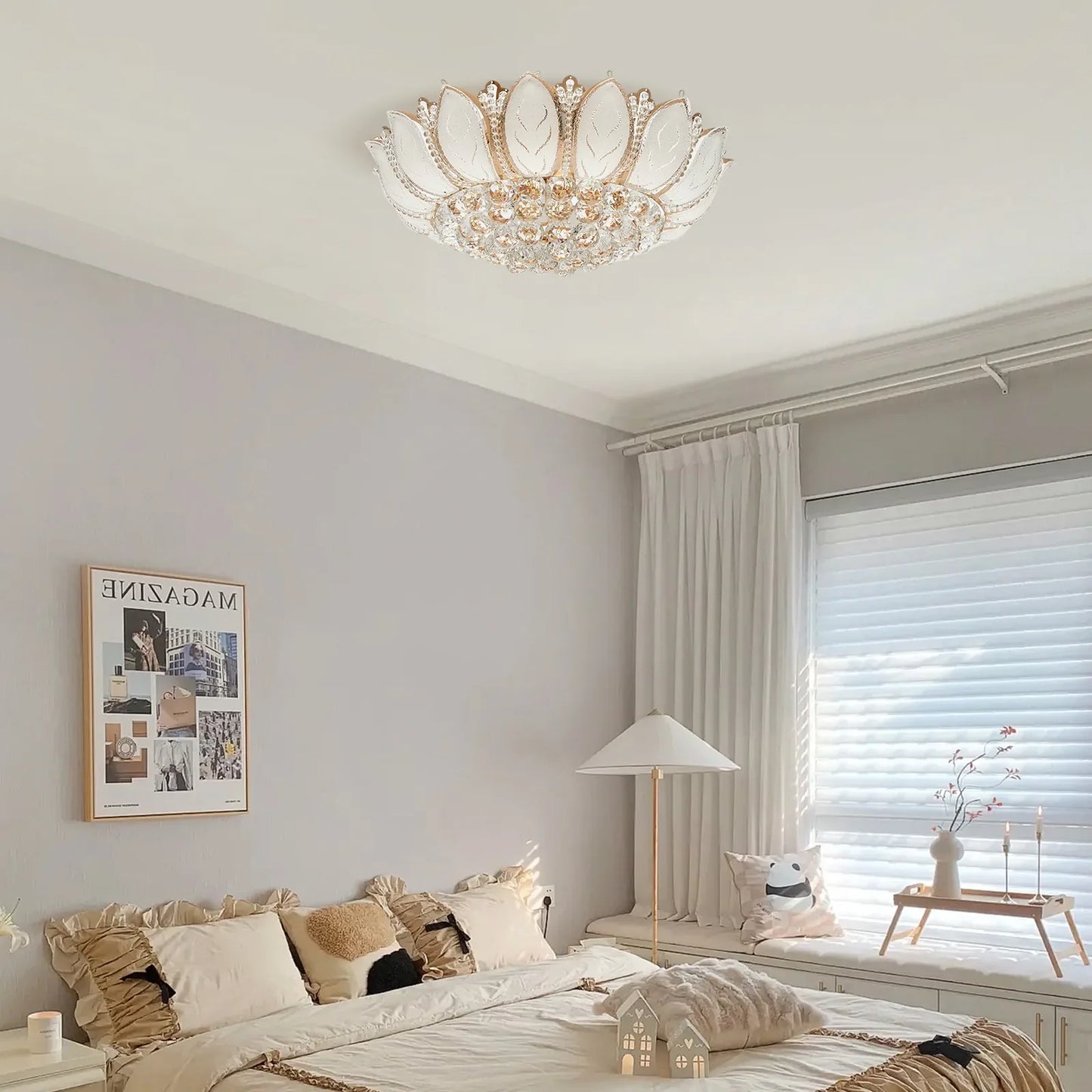 Bymaocar Lotus Shaped Lamp Ceiling Light E12 Holder, Indoor Lighting Fixture for Bedrooms, Corridors & Dining Rooms of 215.28ft²