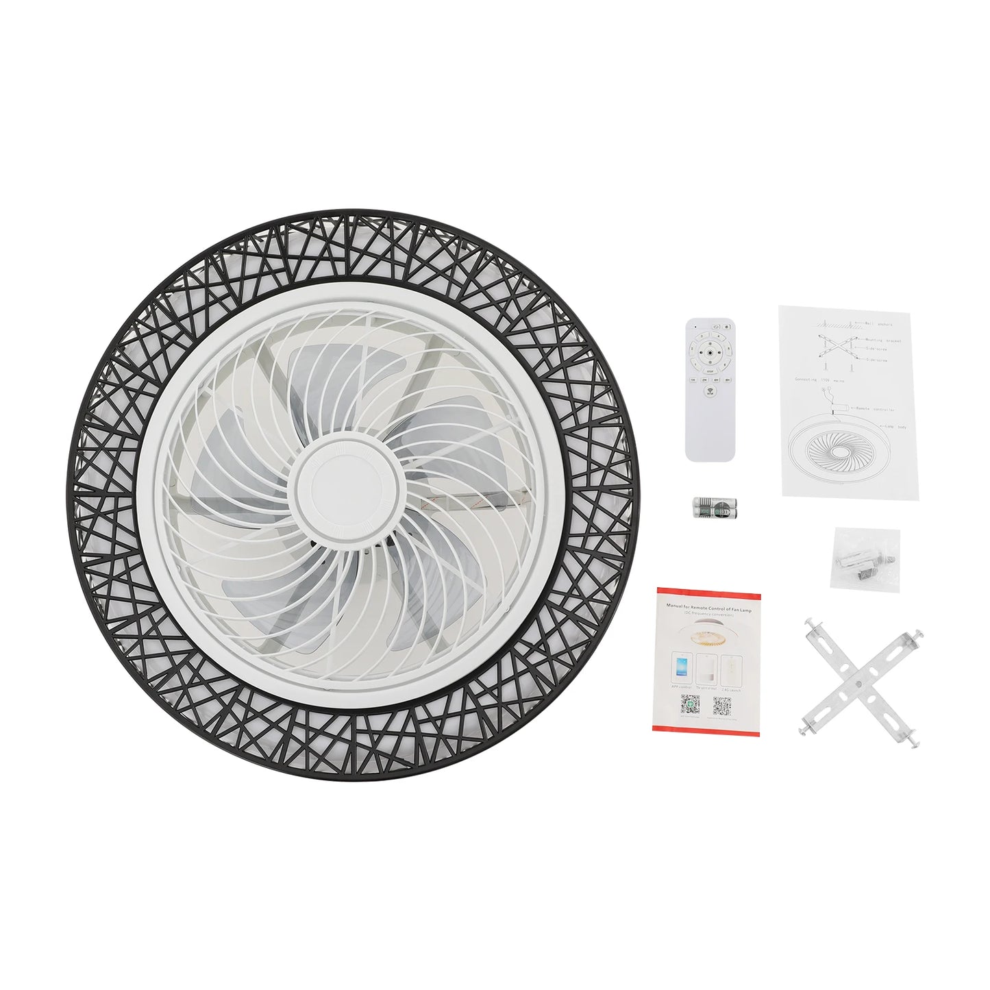 18.5 Inch Ceiling Fan Light Ceiling Mount Fan Light w/Remote Control LED Light Source 6 Speed for Living Rooms, Bedrooms 48W