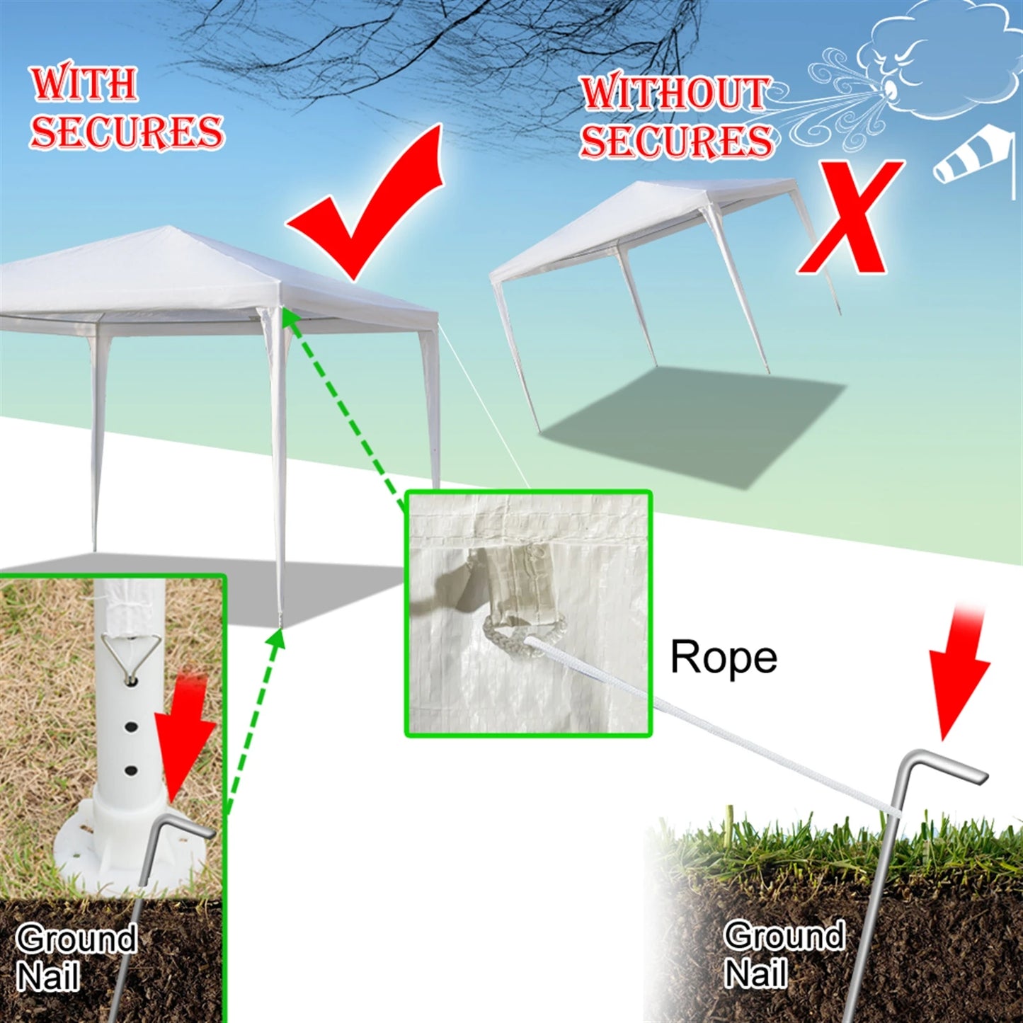 Tent Spiral Tubes White 3 x 3m wedding parking party Shed practical portable Waterproof Household Tent