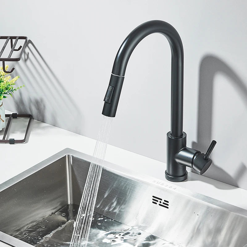 Wanmivezlo Pull Out Kitchen Faucets 360° Rotation Kitchen Mixer Tap Single Lever Mixer Tap Kitchen Sink Cold Hot Water Tap