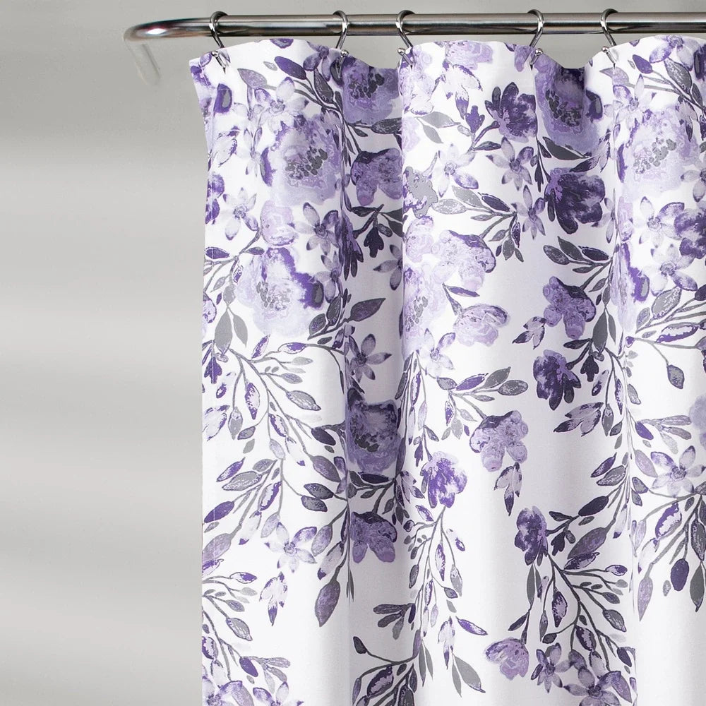 Floral Shower Curtain 72x72 Waterproof Polyester Machine Washable Elegant Design Bathroom Spa Experience Hook Rings Compatible