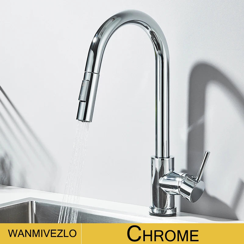 Wanmivezlo Pull Out Kitchen Faucets 360° Rotation Kitchen Mixer Tap Single Lever Mixer Tap Kitchen Sink Cold Hot Water Tap