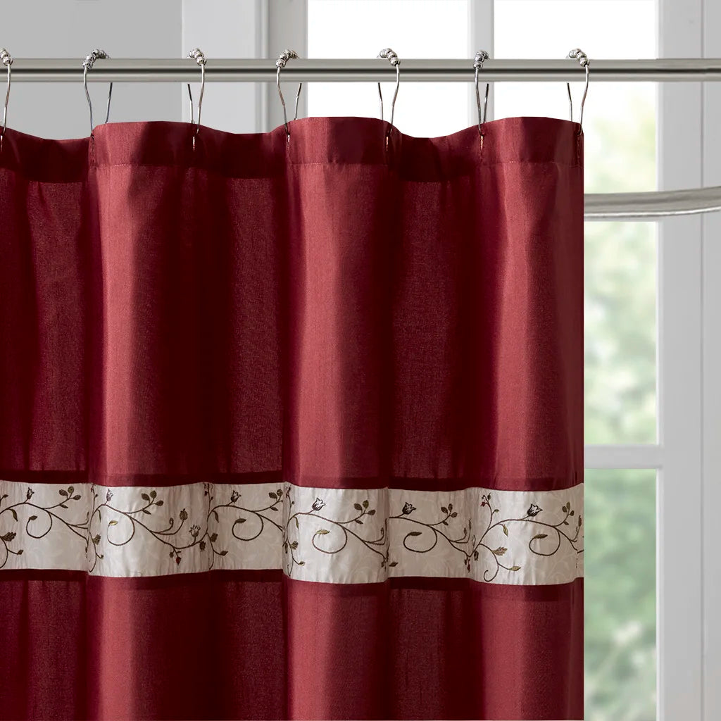 72"x72" Floral Fabric Shower Curtain Fine Pleated Details Transitional Shower Curtains For Home Decoration Bathroom Accessory