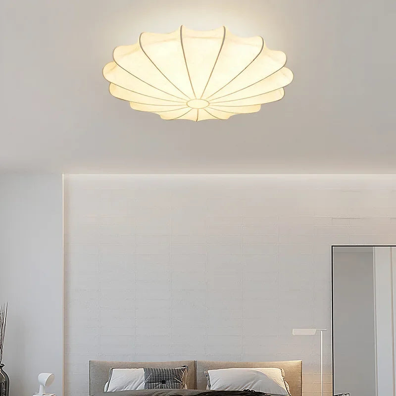 Nordic Silk Pendant lamp Wabi Sabi Cream Style Pendant light for Dining Room Living Room Beautiful Flower Hang lamp