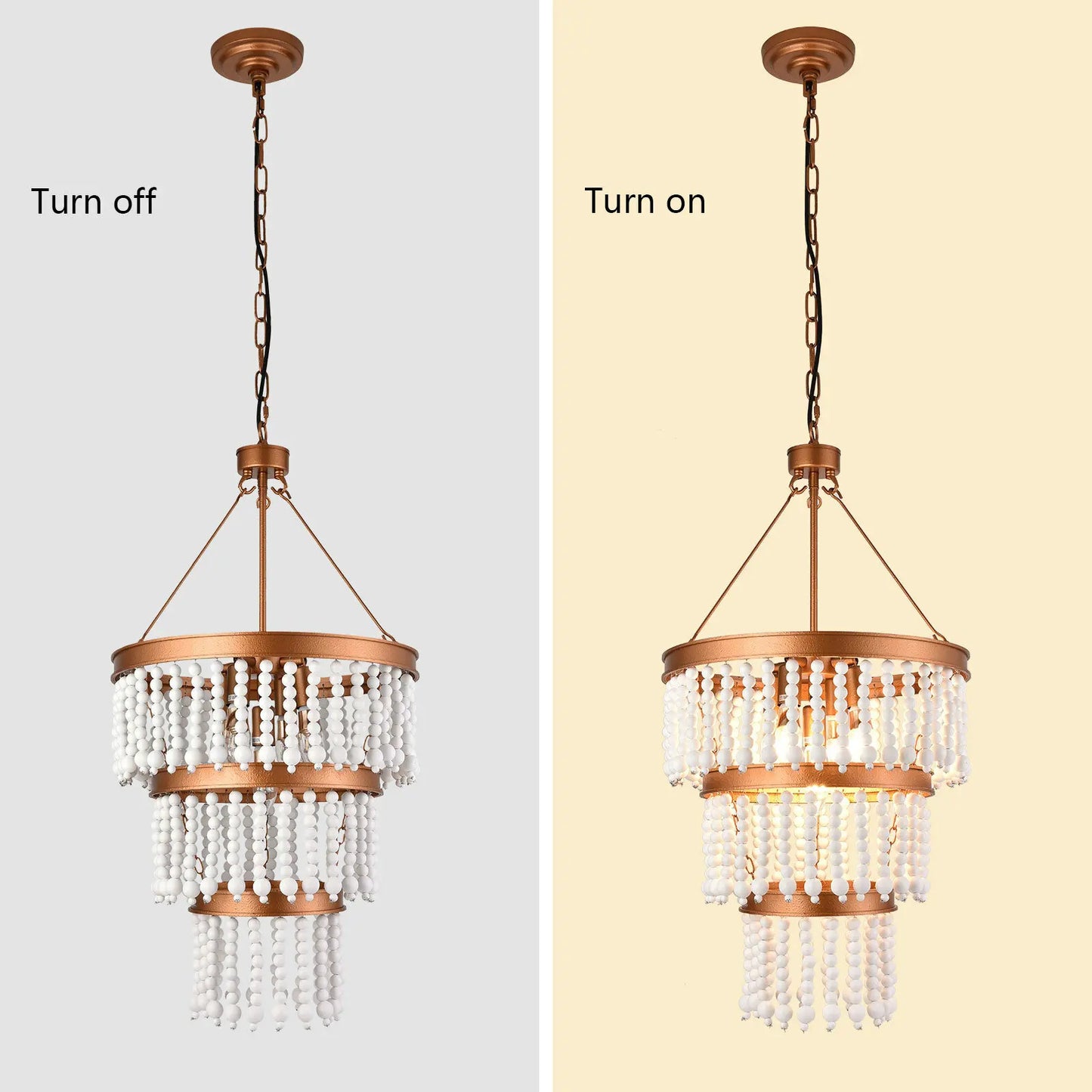 Wood Bead Chandelier Bohemia Style Kitchen Island Lighting for Entryway Bedroom Home Fixture