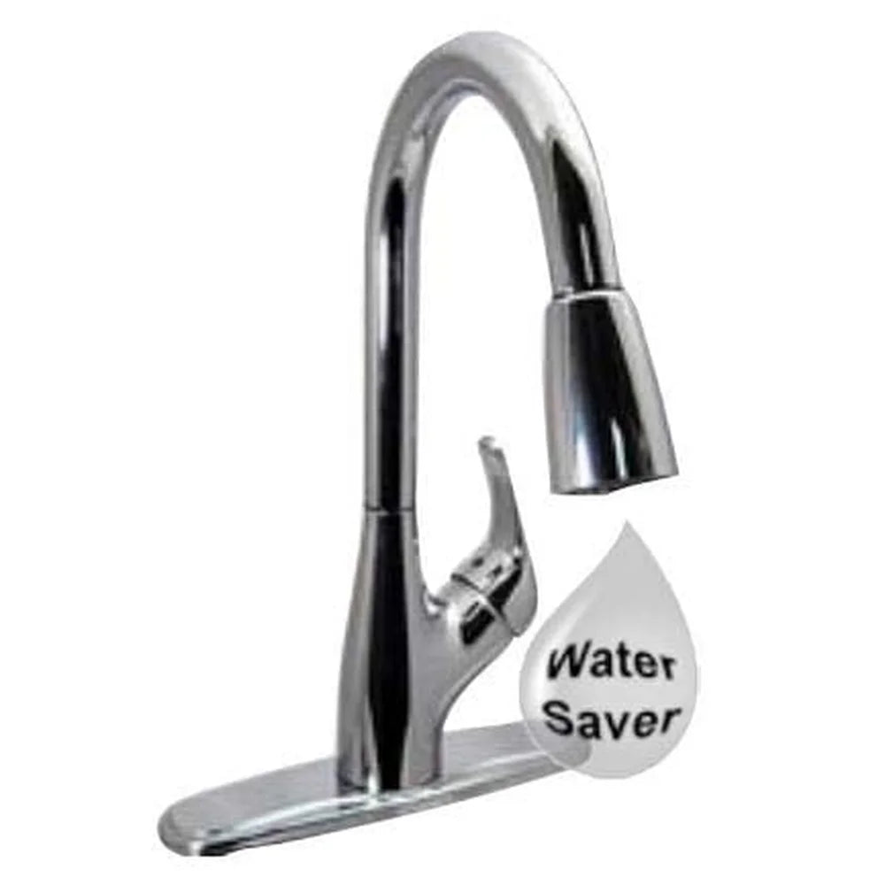 Hybrid Kitchen Faucet Single Handle Pull Down Sprayer High Arc Spout Ceramic Disc Valve Brushed Nickel Finish Adjustable