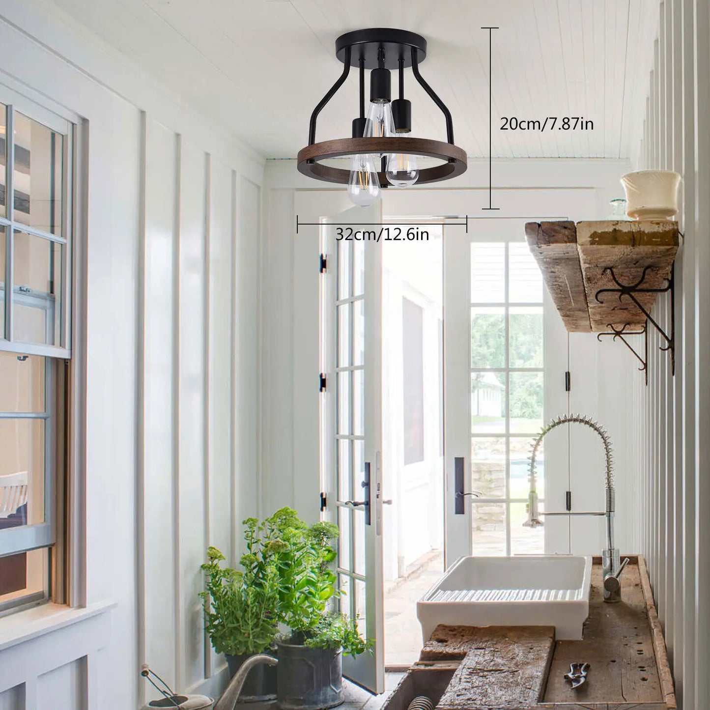 Retro Ceiling Light Farmhouse Hanging Lighting Bedrooms Pendant Lamp Chandelier