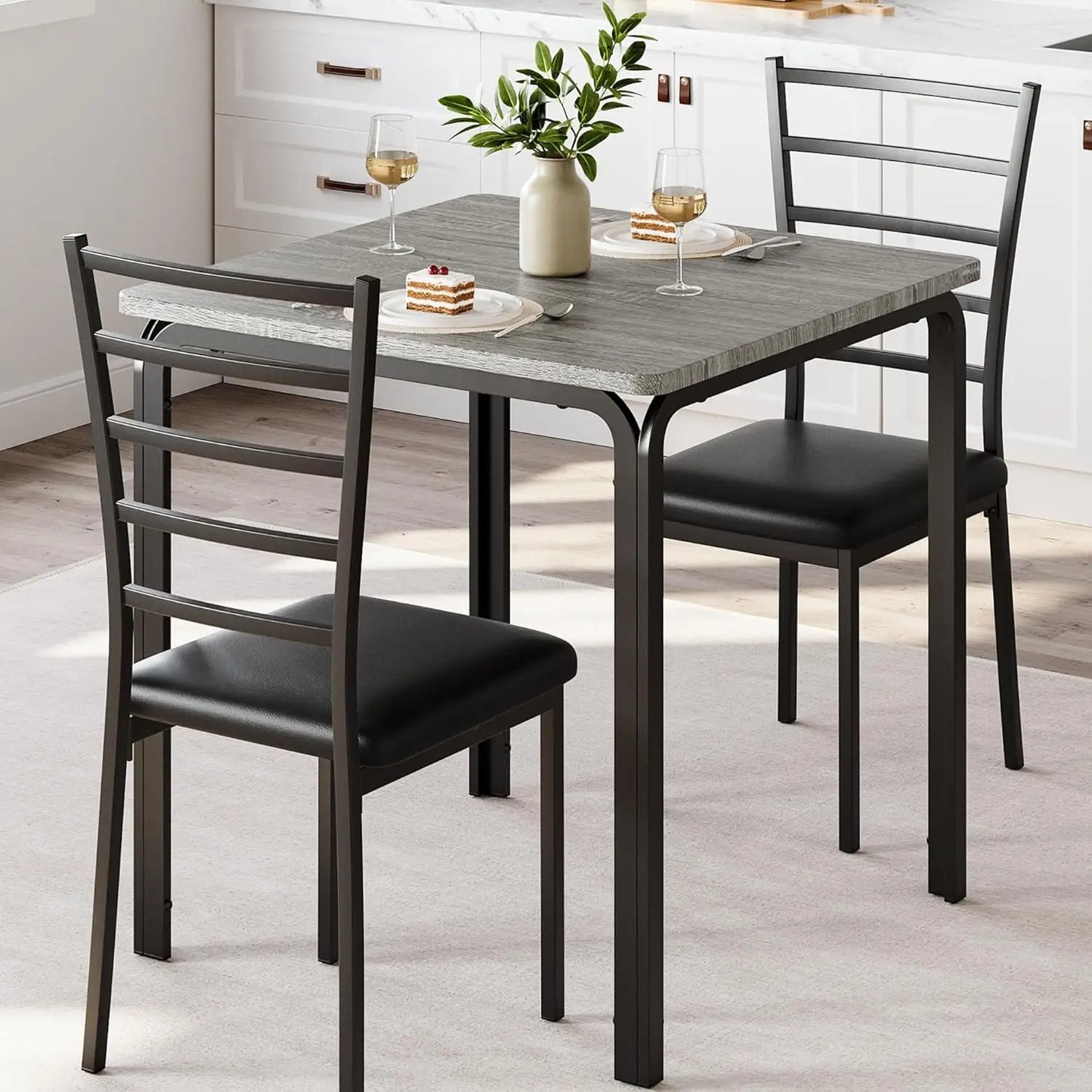 5-Piece Modern Dining Set: Square Table & 4 Chairs - Small Space Kitchen Solution
