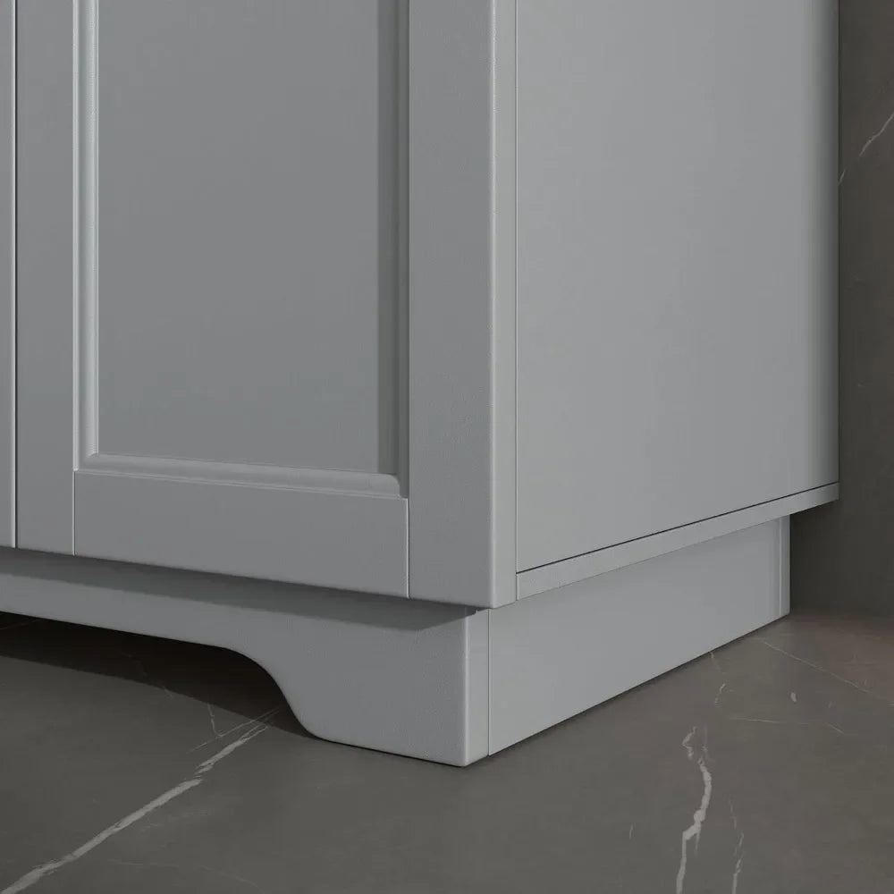 Bathroom Vanity with Ceramic Sink, Wooden Double Door Bathroom Storage Vanity with 24 Inch, Small Quick Assembly Bathroom