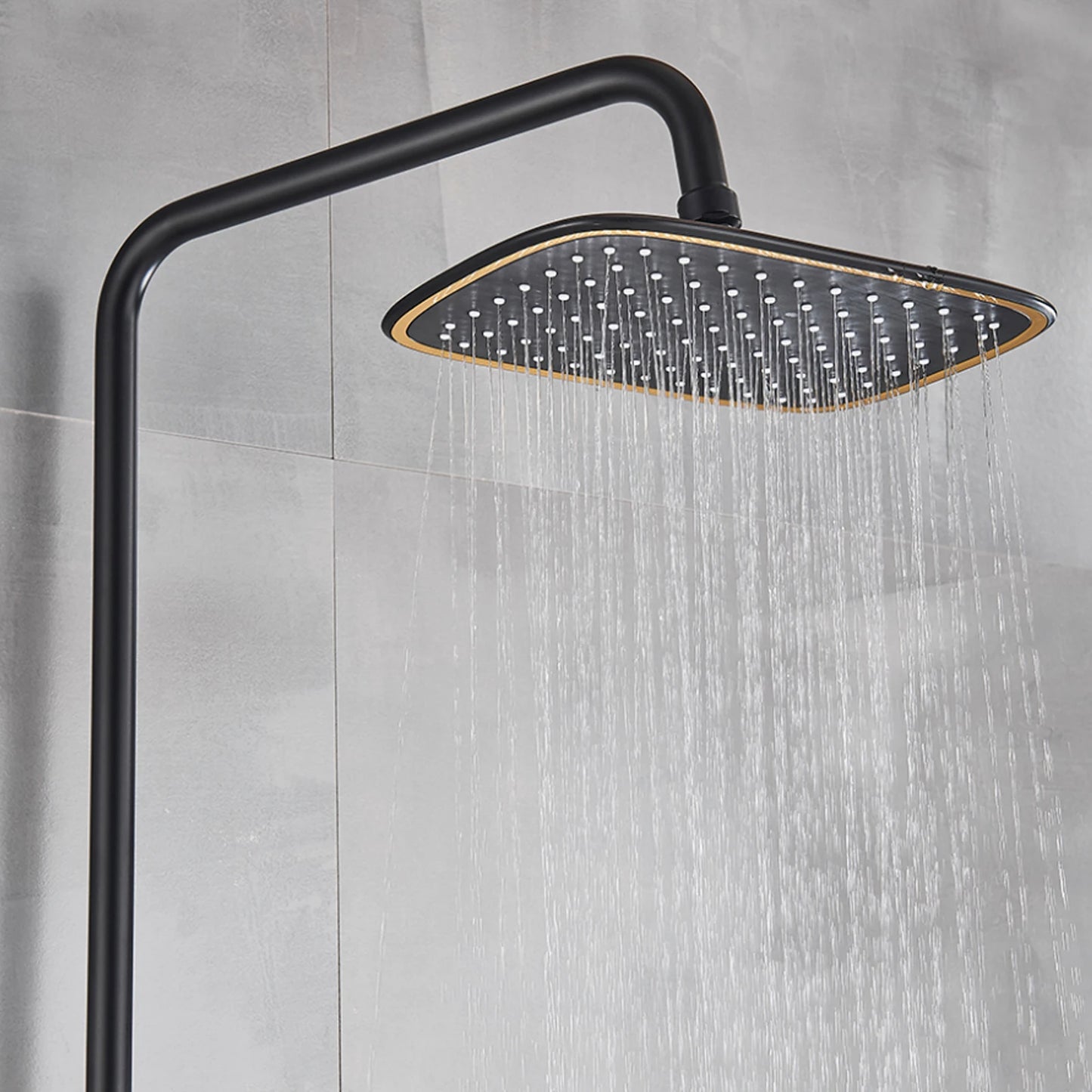 Thermostatic Shower Set Bathroom Metal Black Shower Mixer Faucet Constant Shower Tap Shower Shelf